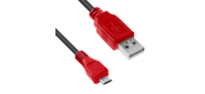 Кабель1.0m USB 2.0,  AM / microB 5pin,  черный,  красные коннекторы