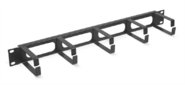 Cabeus JB08-1U-BK Кабельный органайзер горизонтальный 19" 1U,  5 колец,  металлический,  цвет черный  (RAL9004)