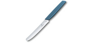 Нож кухонный Victorinox Swiss Modern  (6.9006.11W2) стальной столовый для томатов лезв.110мм серрейт. заточка синий