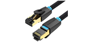 Патч-корд Vention прямой SFTP cat.8 RJ45 - 0, 5м. Черный Тканевая оплетка