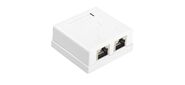 Hyperline SB1-2-8P8C-C6-SH-WH Розетка компьютерная RJ-45 (8P8C), категория 6, экранированная, двойная, внешняя, Dual IDC