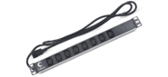 Cabeus PDU-8I-2IEC Блок розеток для 19" шкафов,  горизонтальный,  8 розеток IEC 320 C13,  10 A,  без выключателя,  алюминиевый корпус,  шнур 2 м,  вилка IEC 320 C14