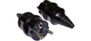 Вилка CEE 7 / 7 Schuko, 16A, 250V, прямая, разборная, черная