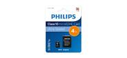 Флеш карта microSD 4GB PHILIPS microSDHC Class 10  (SD адаптер)