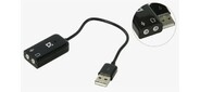 Кабель-переходник Defender  /  Аудиовход: 2 x 3.5 мм jack /  Аудиовыход: USB  /  встроенная звуковая карта.
