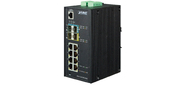 IP30 Industrial L2+ / L4 8-Port 1000T 802.3at PoE+ 4-port 100 / 1000X SFP Full Managed Switch  (-40 to 75 C,  dual redundant power input on 48~56VDC terminal block,  DIDO,  ERPS Ring Supported,  1588)