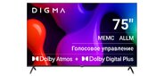 Телевизор QLED Digma 75" DM-LED75UQB31 Google TV Frameless Metal черный / черный 4K Ultra HD 60Hz MEMC DVB-T DVB-T2 DVB-C DVB-S DVB-S2 USB WiFi Smart TV
