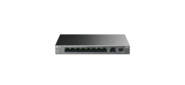 TP-Link LS1210GP, Настольный коммутатор с 9 гигабитными портами RJ45 (8 портов PoE+) и портом SFP, 802.3af / at, бюджет PoE — 61 Вт, до 250 метров