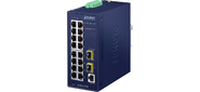 PLANET IGS-4215-16T2S IP30 Industrial L2 / L4 16-Port 10 / 100 / 1000T + 2-Port 100 / 1000X SFP Managed Switch  (-40~75 degrees C,  dual redundant power input on 12~48VDC / 24VAC terminal block)