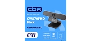 CBR CW 870FHD Black,  Веб-камера с матрицей 2 МП,  разрешение видео 1920х1080,  USB 2.0,  встроенный микрофон с шумоподавлением,  автофокус,  крепление на мониторе,  длина кабеля 1, 8 м,  цвет чёрный