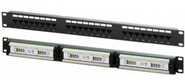 Патч-панель 19", кат. 5е, 1U, 24 порта UTP, с возможность установки заднего органайзера