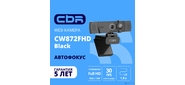 CBR CW 872FHD Black,  Веб-камера с матрицей 5 МП,  разрешение видео 1920х1080,  USB 2.0,  встроенный микрофон с шумоподавлением,  автофокус,  крепление на мониторе,  шторка,  длина кабеля 1, 8 м,  цвет чёрный