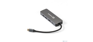 Exegate EX293982RUS Док-станция ExeGate DUB-21C / PD / HL  (кабель-адаптер USB Type-C --> 2xUSB3.0 + PD 100W + HDMI 4K@60Hz + Lan RJ45 10 / 100 / 1000Mb,  Plug&Play,  серая)