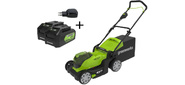 Газонокосилка аккумуляторная GreenWorks G24X2LM41k8,  2*24V,  41 см,  с 2хАКБ 4Ач и ЗУ   (2512607UD)