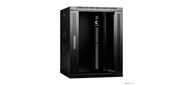 Cabeus SH-05F-15U60 / 60-R-BK Шкаф телекоммуникационный настенный разобранный 19" 15U 600x600x769mm  (ШхГхВ) дверь стекло,  цвет черный  (RAL 9004)