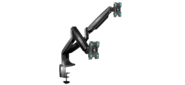 ONKRON G200 BLACK Кронштейн для 2 мониторов 13-32'' ГАЗЛИФТ макс 100*100 наклон -90? / +90?, поворот +-90°, 2 колена, вылет от стены до 525мм, крепление к столу 10-85мм, макс общий вес 9кг, черный