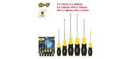 Набор отверток Deli DL630006N 6шт SL5x75 + SL5x100 + SL6x150 + PH1x75 + PH1x100 + PH2x150 сталь Cr-V,  двухкомпонентная прорезиненная рукоять