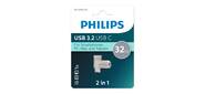 Флеш накопитель 32Gb PHILIPS 2-in-1 USB 3.2 USB C, OTG, USB 3.2 / Type-C, Металл, 100 MB / s