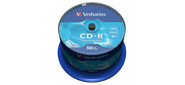 Диск CD-R 700МБ 52x Verbatim 43351 80min пласт.коробка,  на шпинделе  (50шт. / уп.)