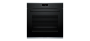 Serie 4, Встраиваемый духовой шкаф Bosch,  Auto Pilot 10,  объем 71 л ,  7 режимов нагрева,  4D Hotair,  телескопические направляющие 1уровень, пиролиз,  сенсорное управление, цвет черный+профиль из нержавеющей стали