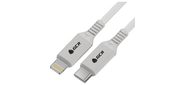 GCR Кабель PREMIUM 3.0m TypeC / Lightning MFI POWER DELIVERY 18 W, быстрая зарядка, белый силикон, AL case белый, белый ПВХ, GCR-53756