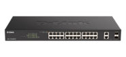 D-Link DGS-1100-26MPV2 / A3A,  L2 Smart Switch with 24 10 / 100 / 1000Base-T ports and 2 1000Base-T / SFP combo-ports