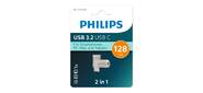 Флеш накопитель 128Gb PHILIPS 2-in-1 USB 3.2 USB C,  OTG,  USB 3.2 / Type-C,  Металл,  100 MB / s