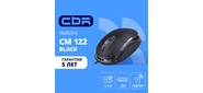 CBR CM 122 Black, Мышь проводная, оптическая, USB, 1000 dpi, 3 кнопки и колесо прокрутки, длина кабеля 1, 3 м, цвет чёрный