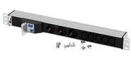 Блок розеток Rem-32 с авт., 3 Schuko, 5 IEC 60320 C13, 32 А, алюм., 19", колодка