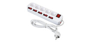 Сетевой фильтр Buro 500SH-1.8-SW-W 1.8м  (5 розеток) белый  (коробка)