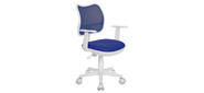 Кресло Бюрократ Ch-W797 BL TW-10,  белый пластик,  спинка синяя сетка,  сиденье цвет синий