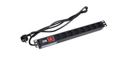 PDU 8 розеток C13 с LED выключателем, 1U, шнур 2м вилка нем.стандарт