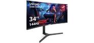 Монитор изогнутый игровой 144 Гц 34" ExeGate Combat EC3407TA  (VA Curved R1800 LED Grade A+,  UltraWide QHD 3440x1440@144Гц,  300cd / m2,  3000:1,  178° / 178°,  1ms,  2xHDMI,  2xDisplayPort,  аудио-выход,  Flicker-free,  FreeSync,  Low Blue Light,  кабель DP 1.5м,  VESA100,  регулировка высоты,  вращения,  наклона,  черный)