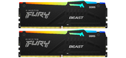 Память оперативная Kingston 32GB U-DIMM DDR5 ,  5600МГц,  CL36  (Kit of 2) FURY Beast Black EXPO RGB