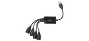 Разветвитель USB 2.0 Buro BU-HUB4-0.3-U2.0-Splitter 4порт. черный