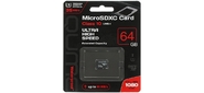 Micro SecureDigital 64Gb QUMO QM64GMICSDXC10U3 {MicroSDXC Class 10 UHS-I,  SD adapter}
