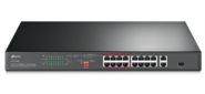 16-port 10 / 100Mbps + 2-port Gigabit unmanaged switch with 16 PoE+ ports,  compliant with 802.3af / at PoE,  150W PoE budget