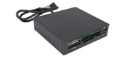 Устройство чтения карт памяти CF / MD / SM / XD / MMC / SD / MS Acorp "CRIP200-B" ver.5.0,  в 3.5" отсек,  доп. порт USB,  черный  (USB2.0)  (oem)