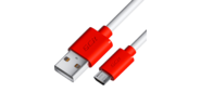 GCR Кабель 2.0m MicroUSB,  белый,  красные коннекторы,  быстрая зарядка,  28 / 24 AWG,  GCR-53217