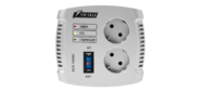Stabilizer POWERMAN AVS 1000C, step-type regulator, 1000VA / 500W, 150-280V, the maximum input current is 8A, 2 eurosockets, IP-20, floor standing, 151mm x 126mm x 123mm, 2kg.