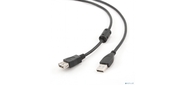 Bion Кабель удлинительный USB 2.0 A-A  (m-f),  позолоченные контакты,  ферритовые кольца,  1.8м,  черный [BXP-CCF-USB2-AMAF-018]