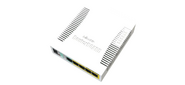 MikroTik RB260GSP with 5 Gigabit ports and SFP cage, SwOS, plastic case, PSU, POE-OUT