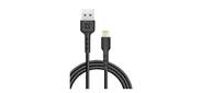 Defender USB кабель F181,  USB 2.0  (AM) - Apple Lightning  (M),  1метр,  2.4А,  нейлоновая оплетка,  чёрный.