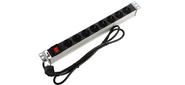 CMO Rem-16 с выкл.,  8 Shuko,  16A,  алюм.,  19",  шнур 1, 8 м. Серый