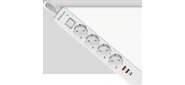 Defender Удлинитель с сетевым фильтром DFS 143, белый, 4розетки, USB+TypeC, 3 м.