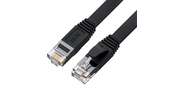 GCR Патч-корд PROF плоский прямой 3.0m,  UTP медь кат.6,  черный,  30 AWG,  ethernet high speed 10 Гбит / с,  RJ45,  T568B,  GCR-52870