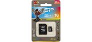 Micro SecureDigital 16Gb Silicon Power SP016GBSTHBU1V10-SP {MicroSDHC Class 10,  SD adapter}