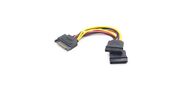 Кабель питания SATA Cablexpert CC-SATAM2F-01,  15pin  (M) / 2x15pin (F),  на 2 SATA устр,  15см