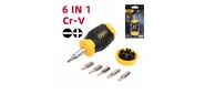 Отвертка с набором бит 6-в-1 Deli DL636181N 6 бит Cr-V  (SL5, SL6, PH0, PH1, T10, T20)