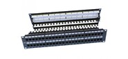 Hyperline PP3-19-48-8P8C-C6-110D Патч-панель 19",  2U,  48 портов RJ-45,  категория 6,  Dual IDC,  ROHS,  цвет черный  (задний кабельный организатор в комплекте)